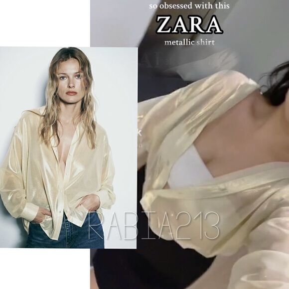 ZARA GOLD METALLIC SHIRT - Picture 1 of 12